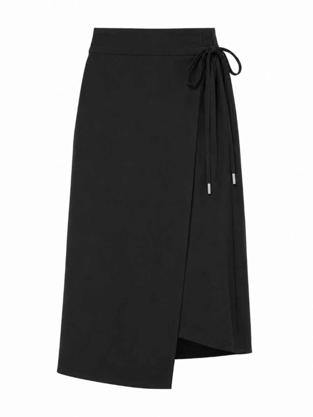 Halston Soft Faux Wrap Perfect Business Midi Skirt Black Size 10 NWT